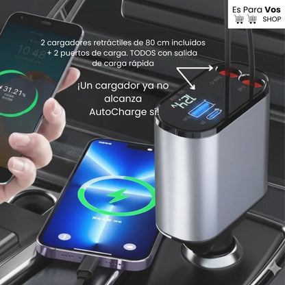 AutoCharge 4 en 1- Cargador ultra rápido para auto