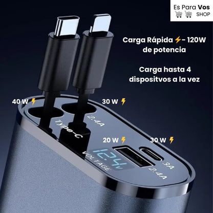 AutoCharge 4 en 1- Cargador ultra rápido para auto