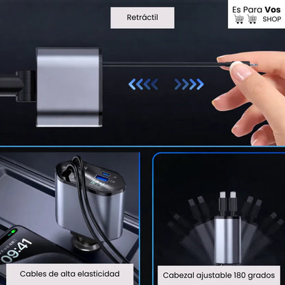 AutoCharge 4 en 1- Cargador ultra rápido para auto